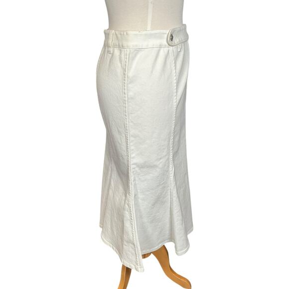 Vintage Lauren Ralph Lauren NWT White Denim Skirt Midi Length SZ 14 NWT Flare - Picture 4 of 10